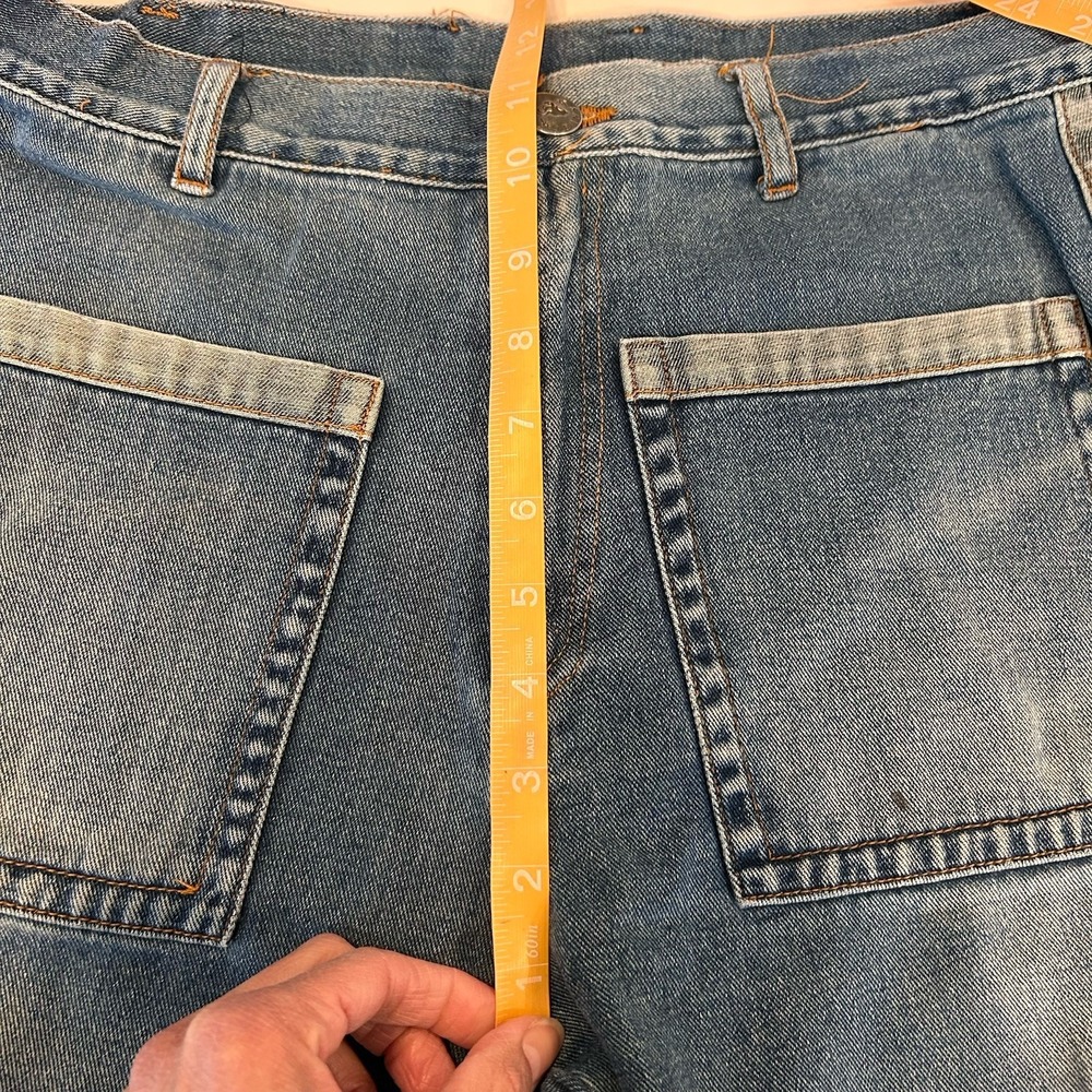 Side Seam Jean Front Patch Pocket Utility Relaxed Medium Wash 30" Edgy Cool Girl - Picture 9 of 13